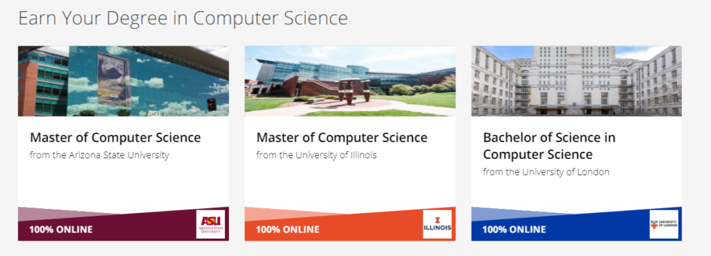 Computer science degree programs at Coursera